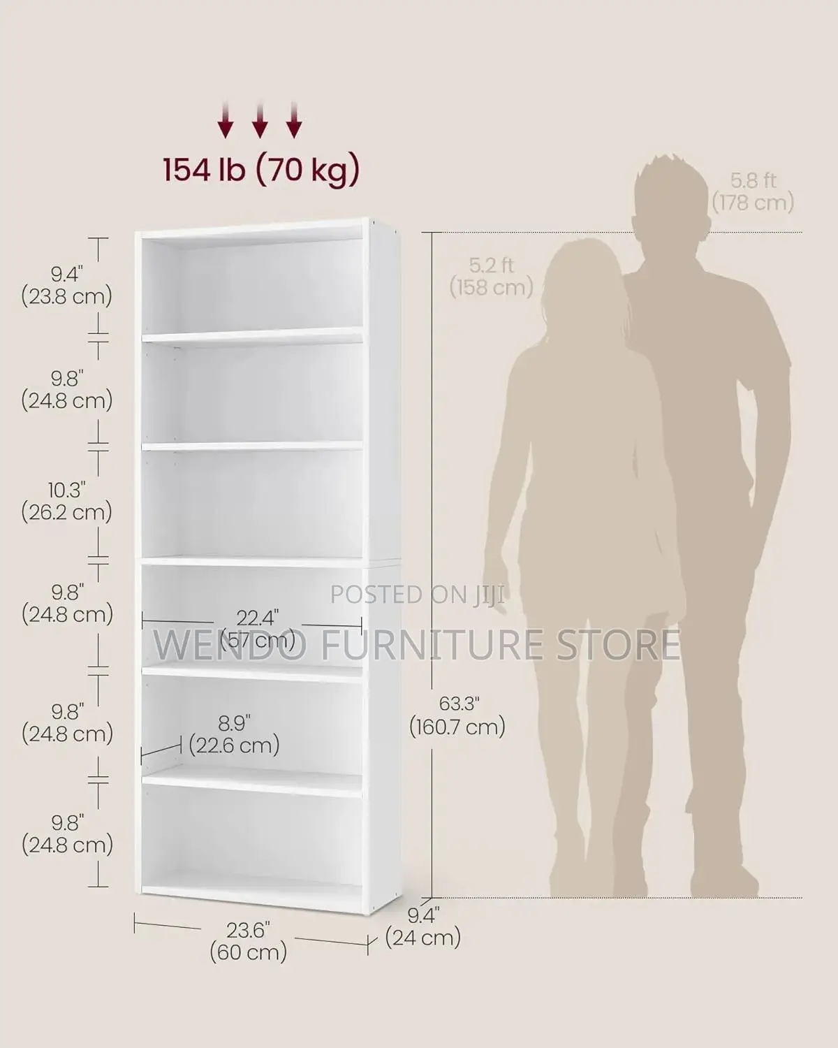 Storage Unit; Home Office Open Bookshelf With White Finish