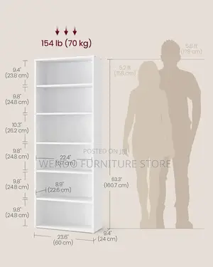 Storage Unit; Home Office Open Bookshelf With White Finish