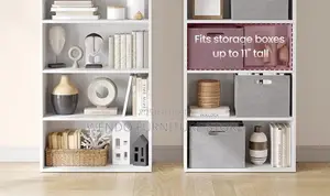 Storage Unit; Home Office Open Bookshelf With White Finish