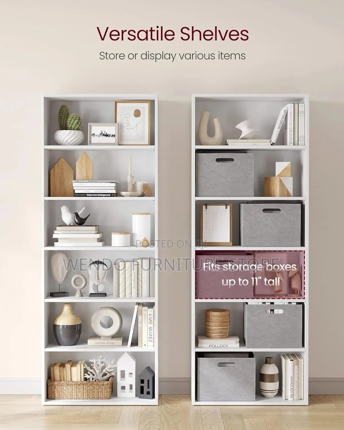 Storage Unit; Home Office Open Bookshelf With White Finish