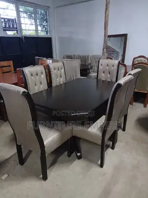 6 Seater Rectangular Dining Set Dark Wood