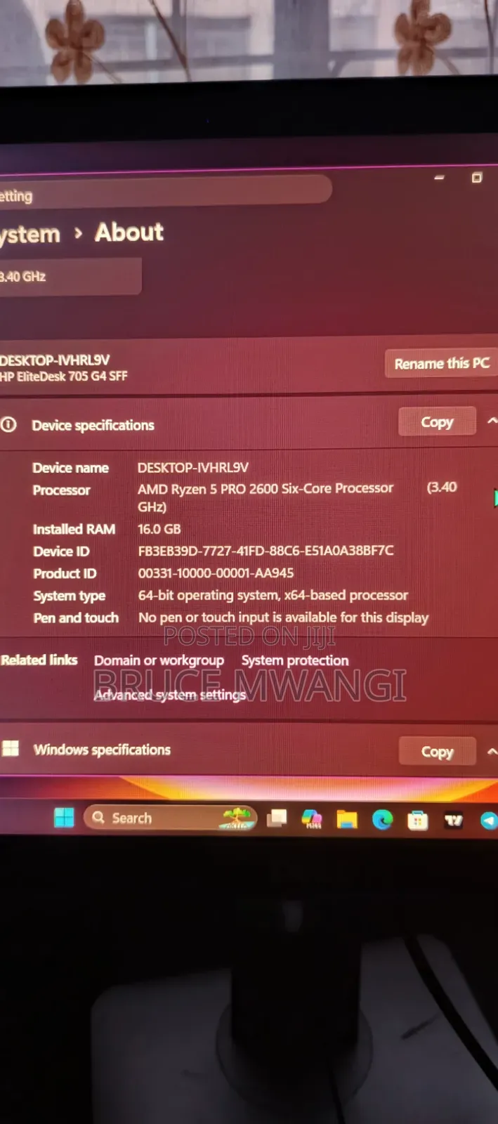 Desktop Computer HP EliteDesk 800 G4 16GB AMD Ryzen HDD 1T