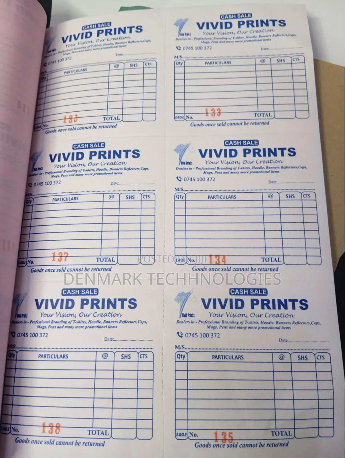 Custom Receipt Books Printing