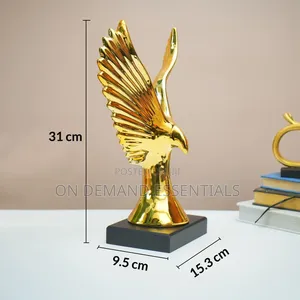 Gold Ceramic Flying Eagle Sculpture