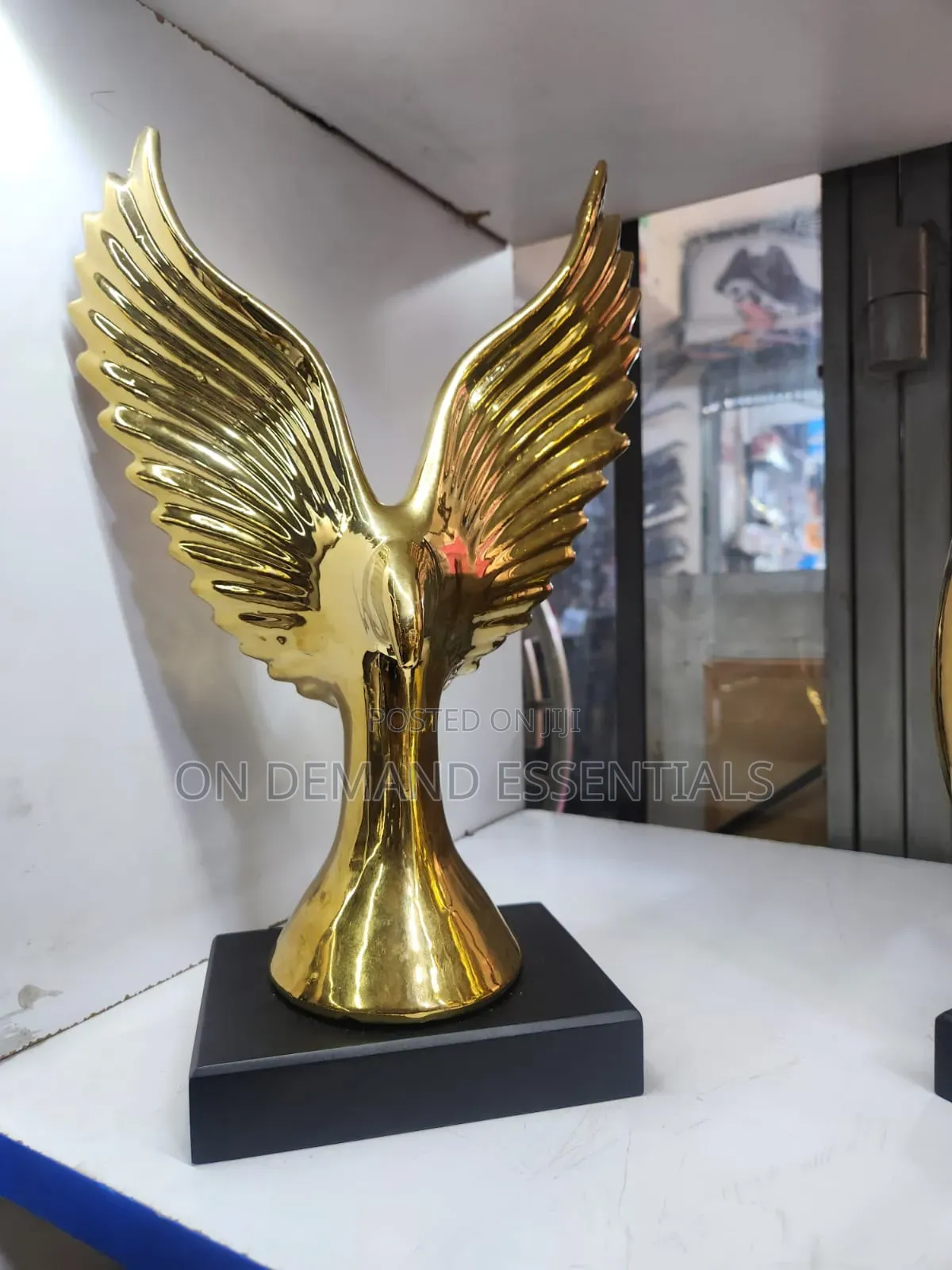 Gold Ceramic Flying Eagle Sculpture