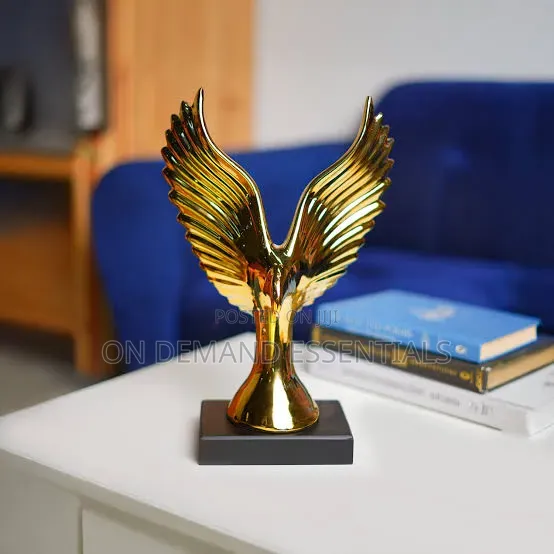 Gold Ceramic Flying Eagle Sculpture