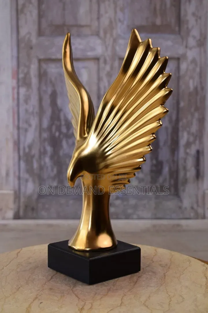 Gold Ceramic Flying Eagle Sculpture