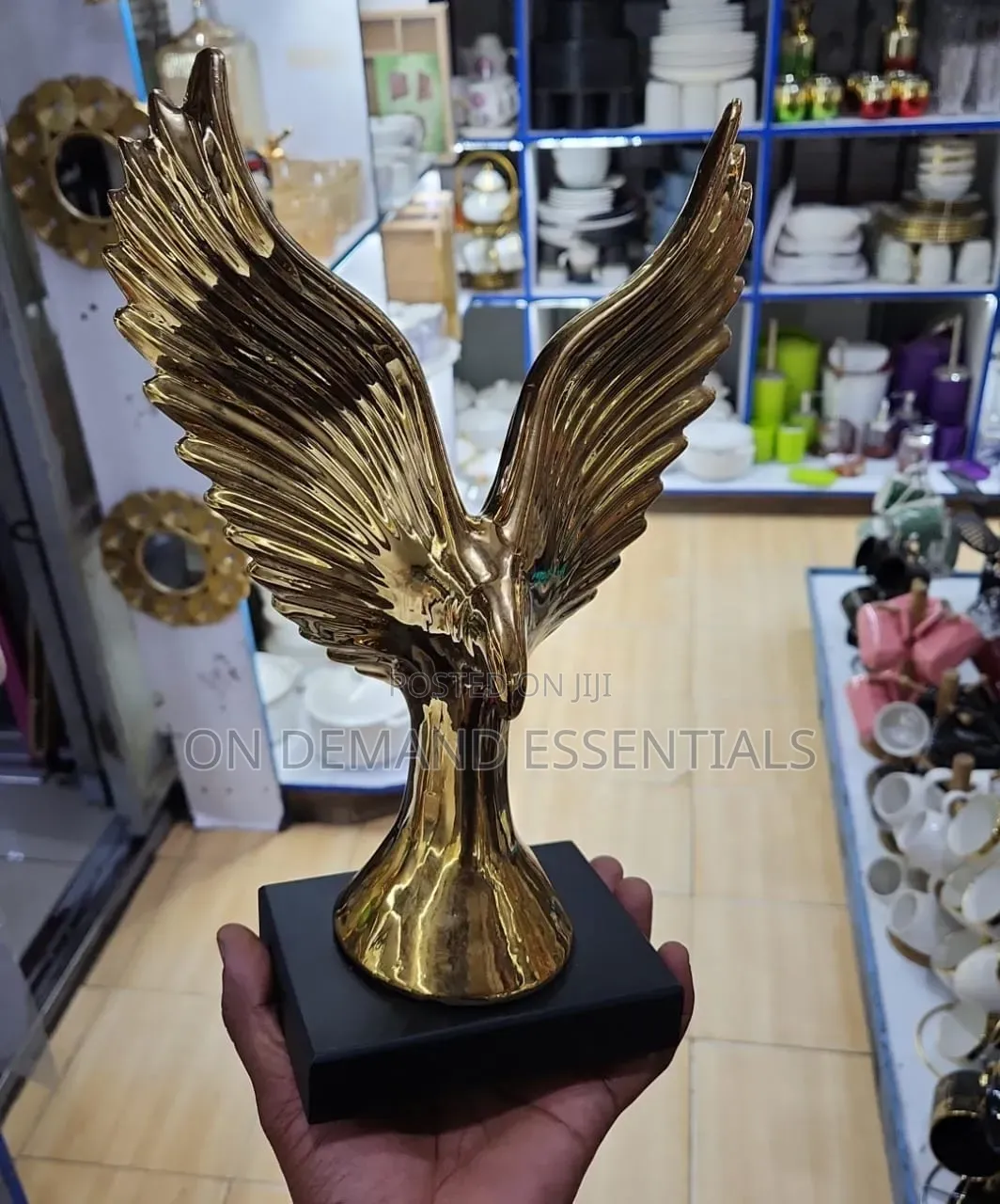 Gold Ceramic Flying Eagle Sculpture
