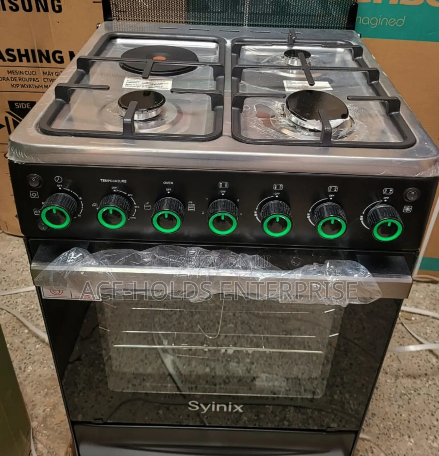 Syinix 60*60 Gas Stand Cooker With Electric Oven, Gas Sensor - 3G, 1E