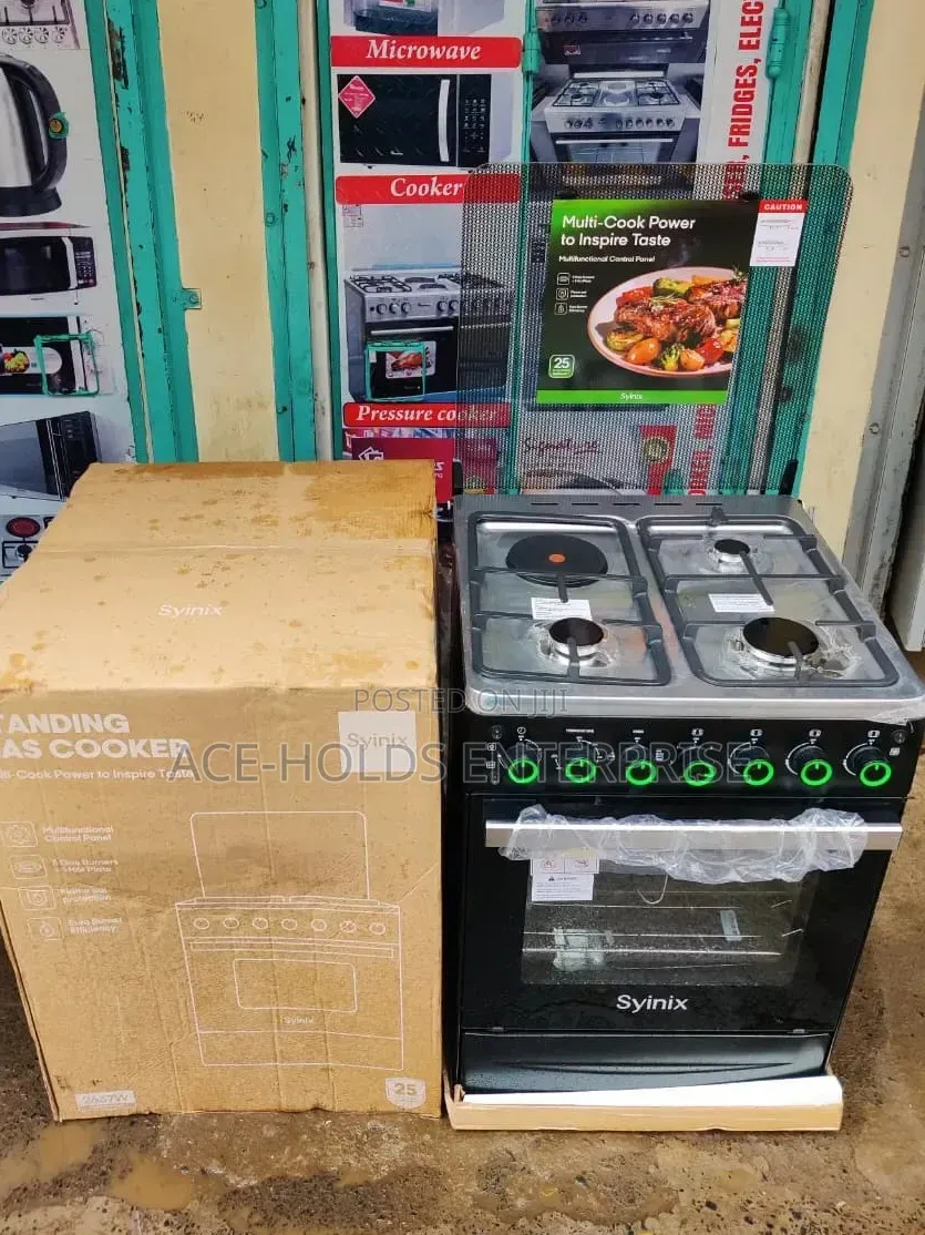 Syinix 60*60 Gas Stand Cooker With Electric Oven, Gas Sensor - 3G, 1E