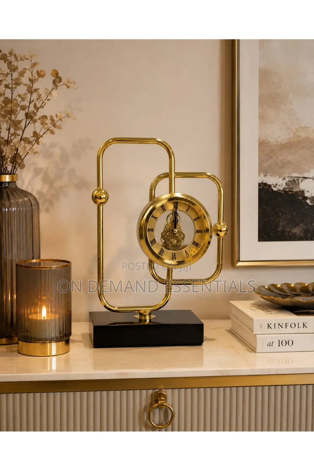 Mordern Gold Brass Decorative Desktop Clock
