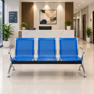 3-Link Metallic Blue Office Bench