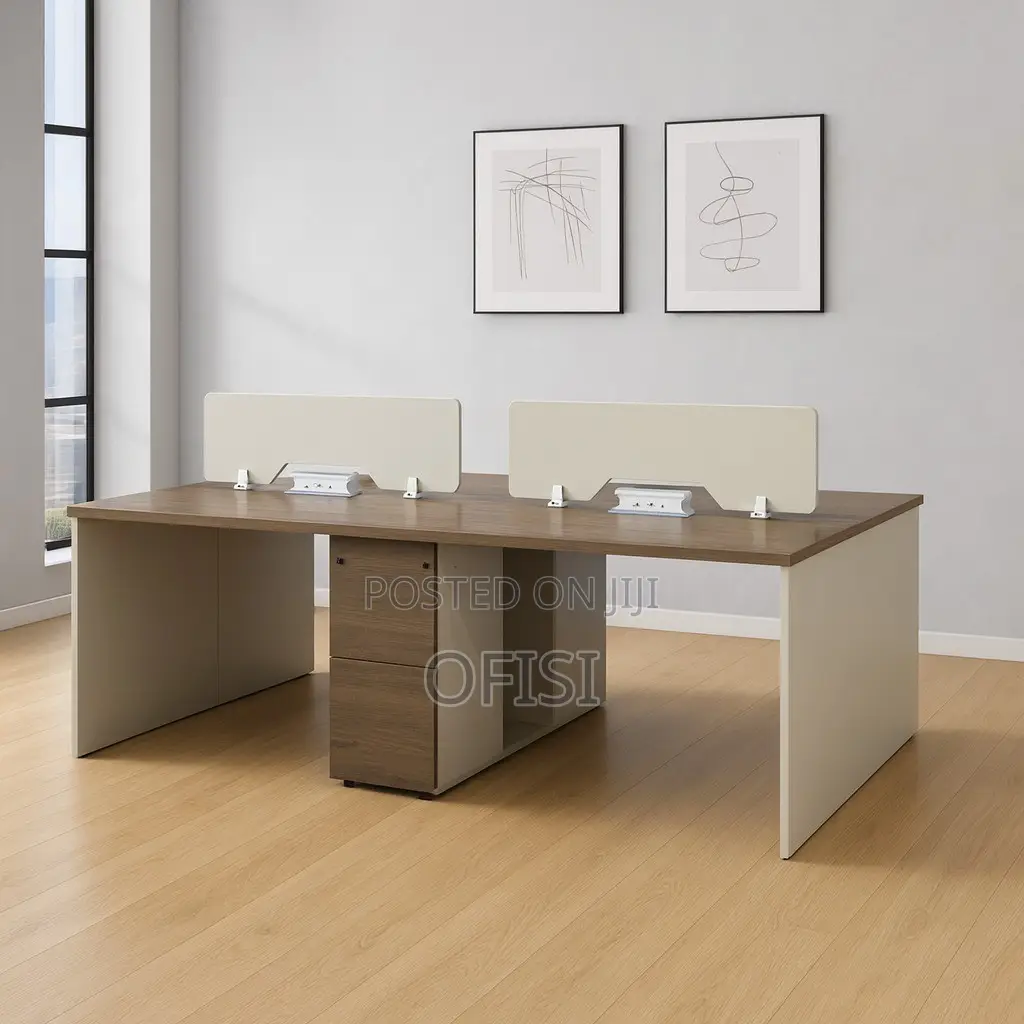 Workstation; Corporate 4-Way Office Workstation (Brown)