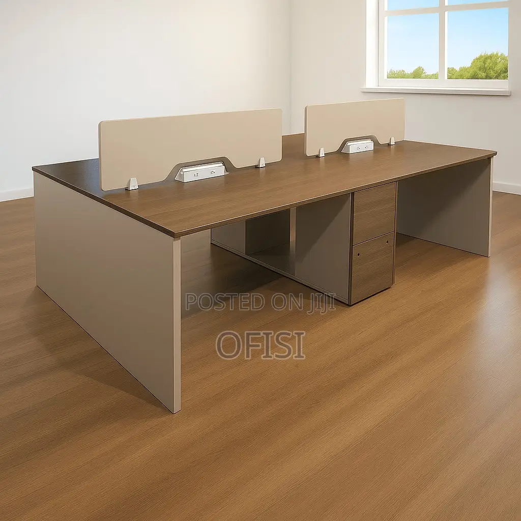 Workstation; Corporate 4-Way Office Workstation (Brown)