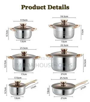 12pc Edebbefg Stainless Steel Cookware Set