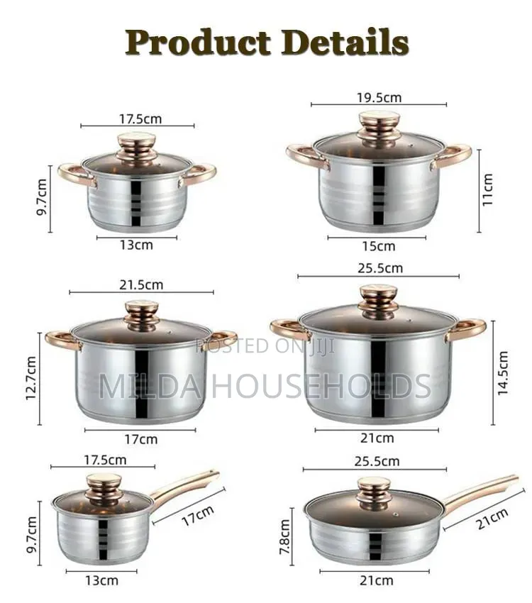 12pc Edebbefg Stainless Steel Cookware Set