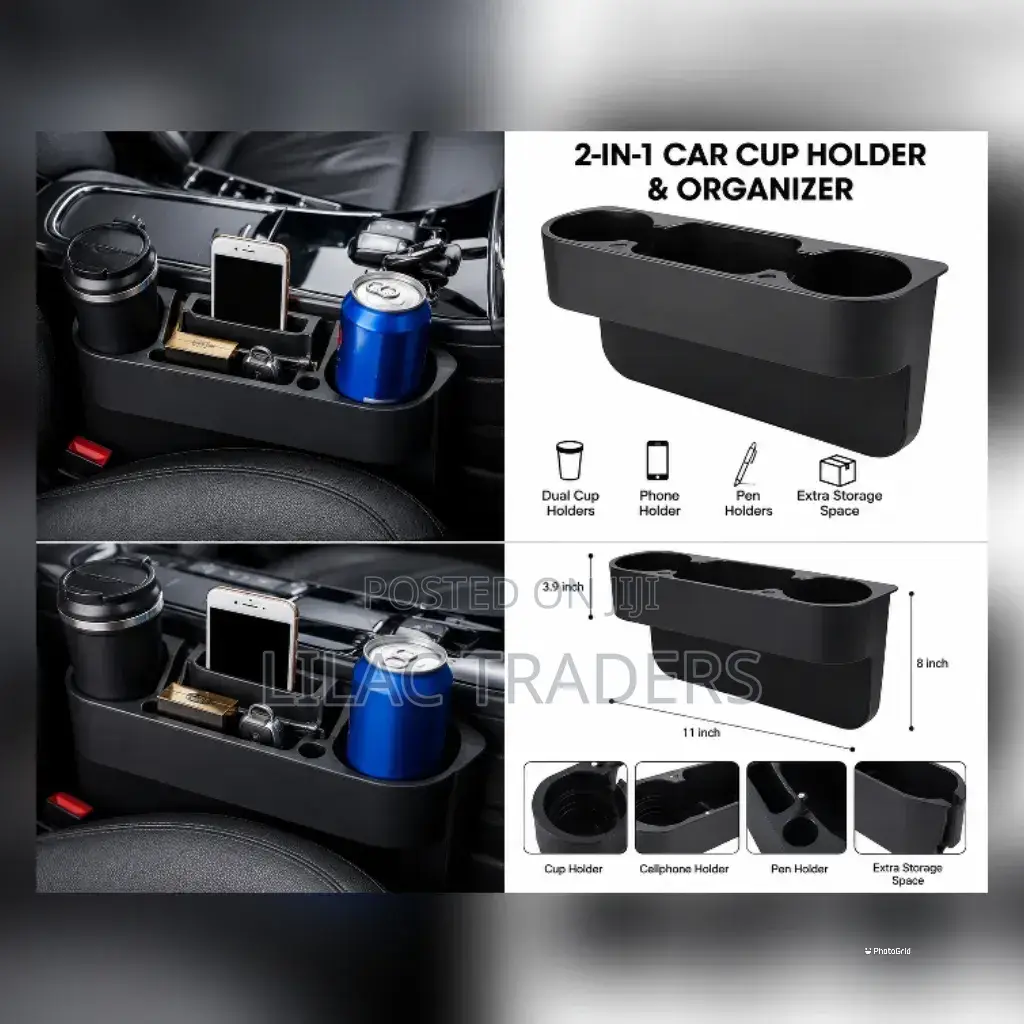 2-in-1 Car Seat Gap Cup Holder Organizer –