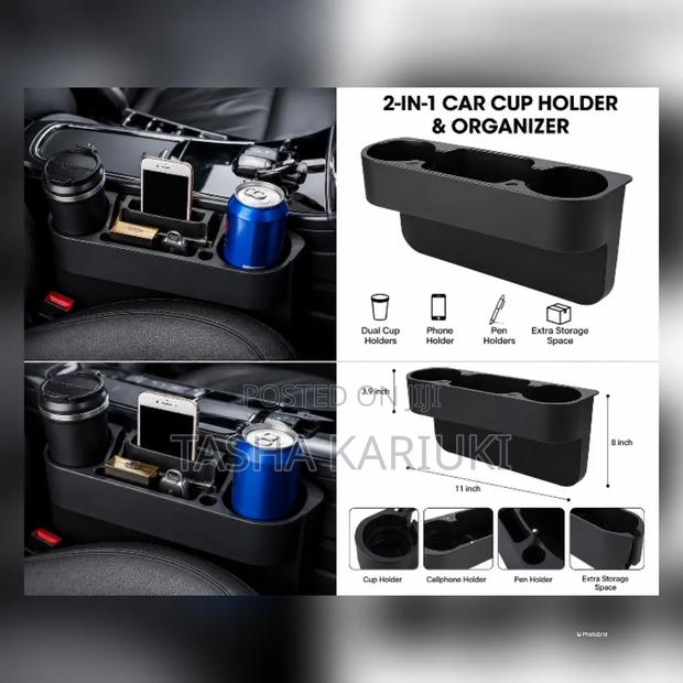 2-in-1 Car Seat Gap Cup Holder Organizer – - thumbnail 2