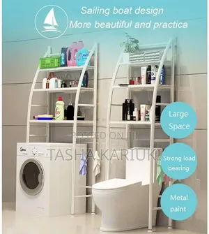 *New Arrival* *Curved Sailboat Metallic Toilet Rack _White