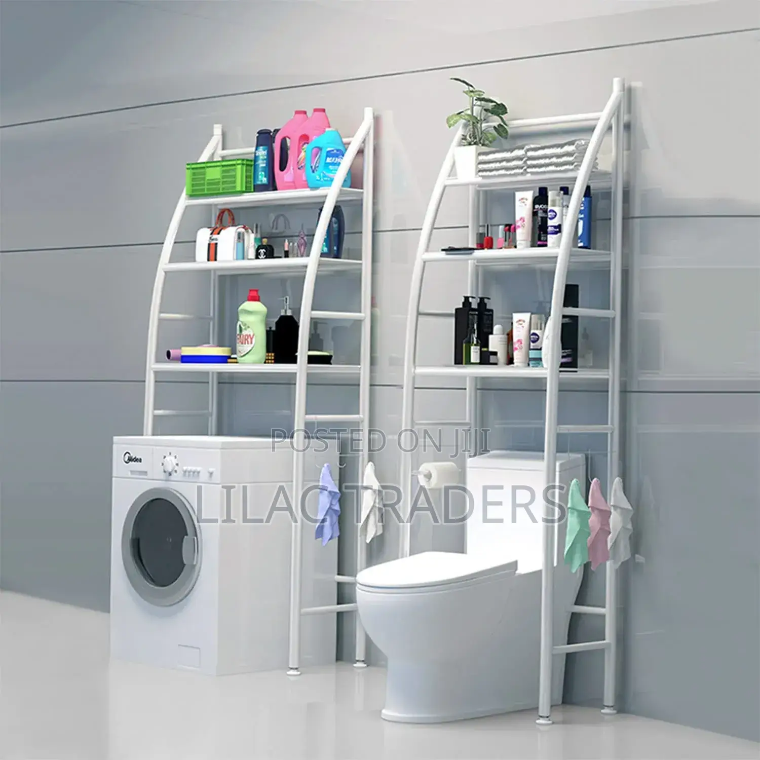 *New Arrival* *Curved Sailboat Metallic Toilet Rack _White