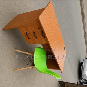 Wooden Workstation Desk With Eames Chair and Lockable Drawer