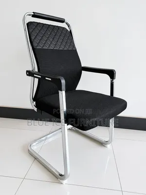Heavy Duty Black Office Guest Chair With Chrome Base
