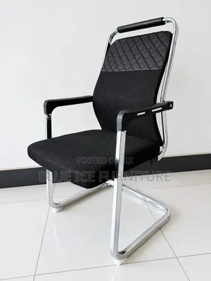 Heavy Duty Black Office Guest Chair With Chrome Base