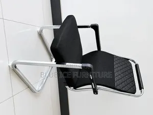 Heavy Duty Black Office Guest Chair With Chrome Base