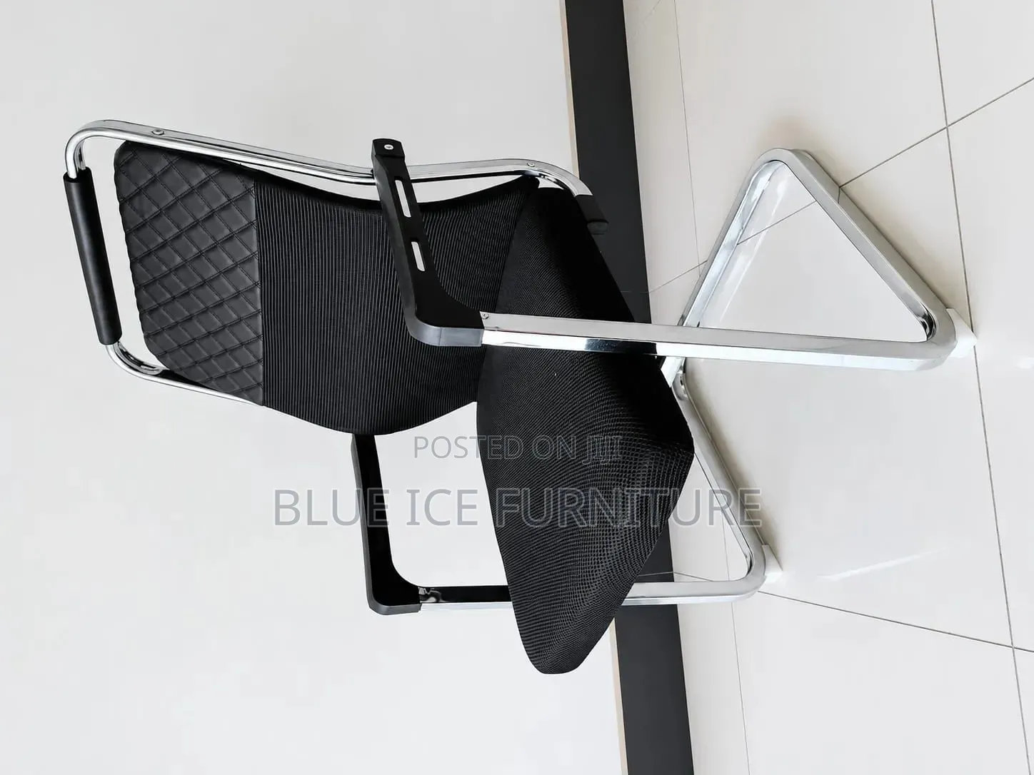 Heavy Duty Black Office Guest Chair With Chrome Base