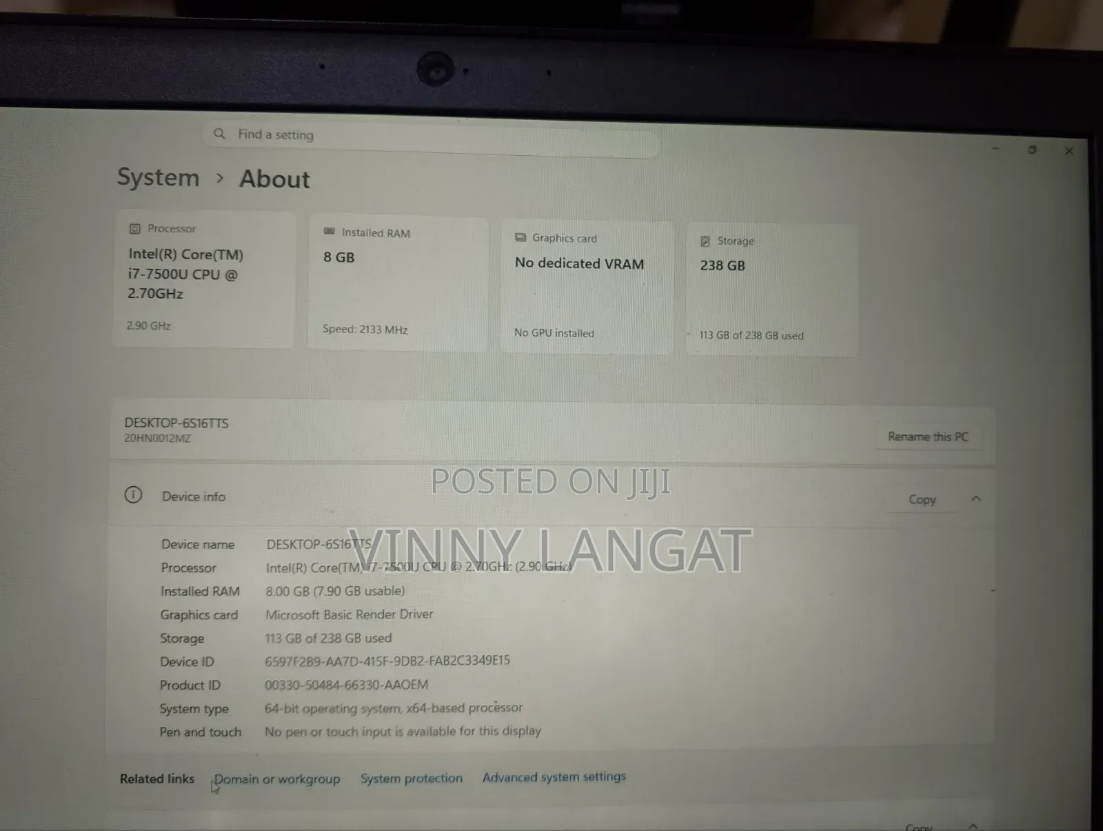 Laptop Lenovo ThinkPad X270 8GB Intel Core i7 SSD 256GB