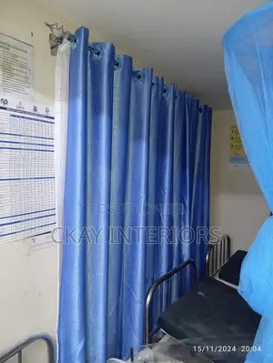 Soft Plain Blue Curtains for Hospital Windows