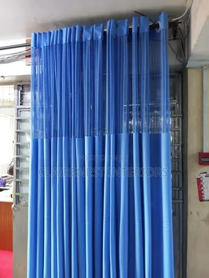 Durable and Dependable Cream and Blue Hospital Curtains