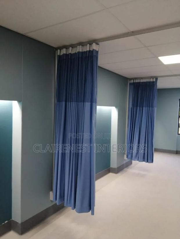 Professional Healthcare Finishing With Hospital Blue Curtains