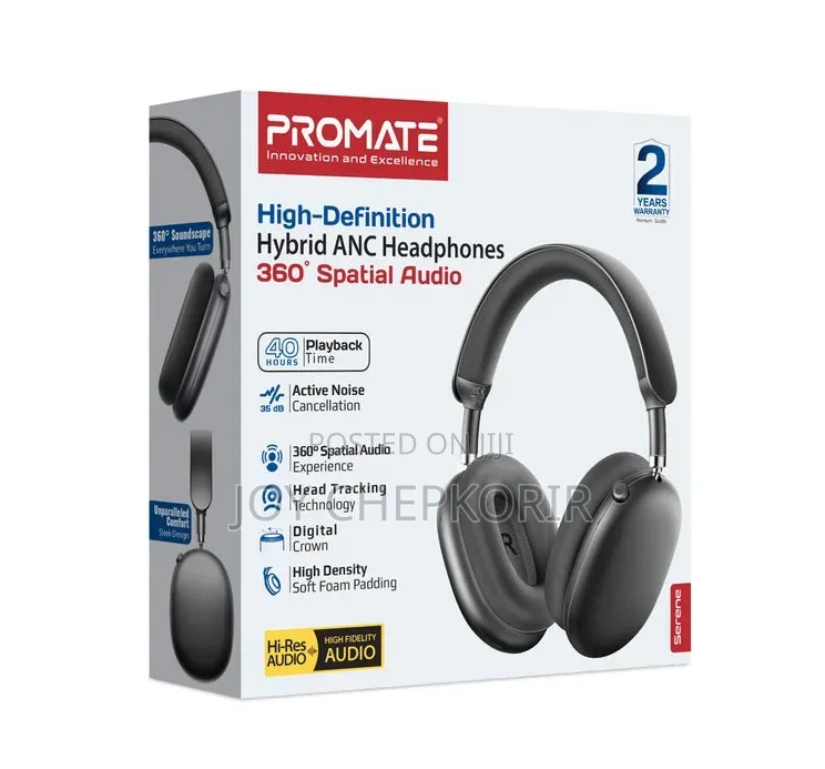Promate Serene High-Definition Hybrid ANC Headphones / 360°