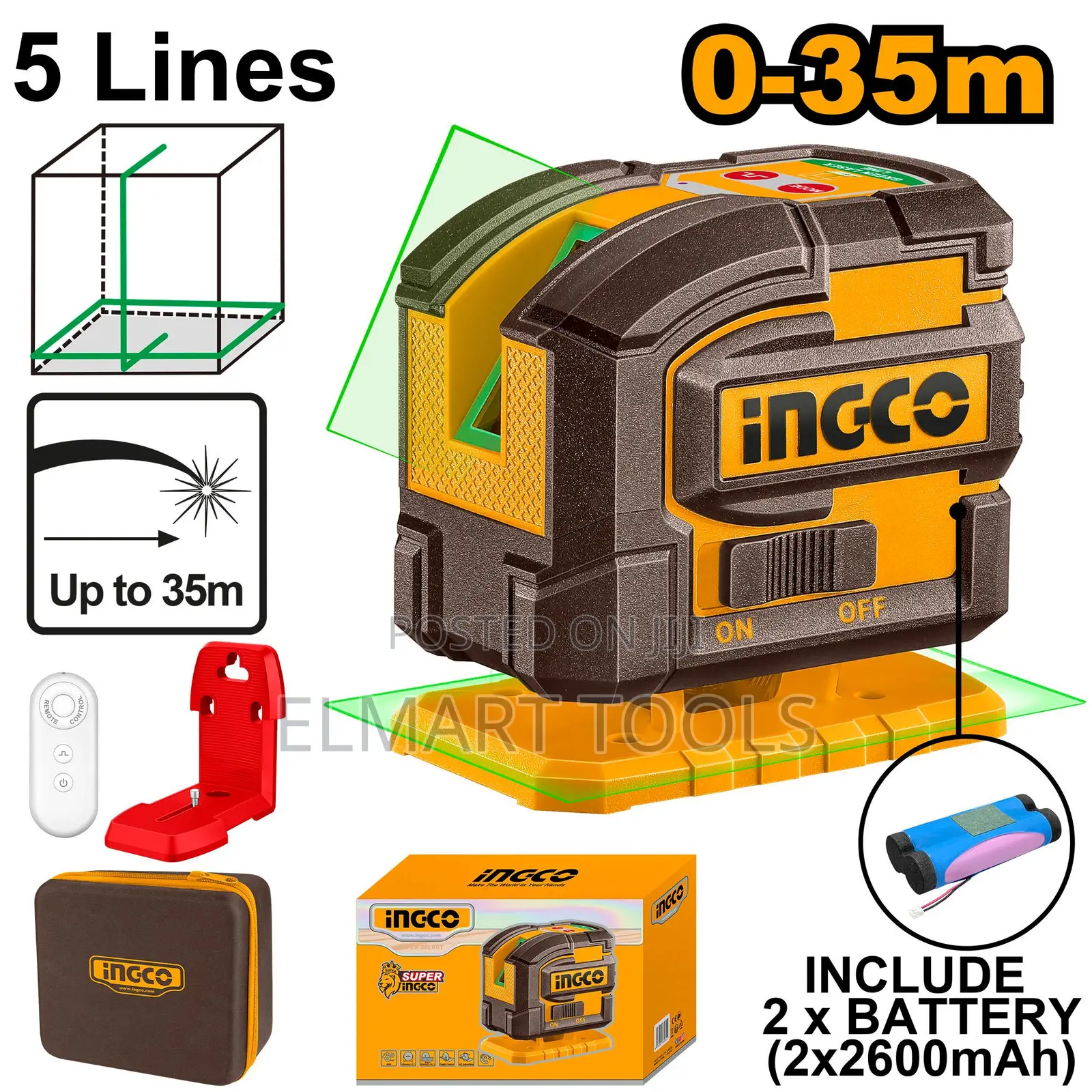 Ingco HLL306502 Self-Leveling Line Laser 0~35m