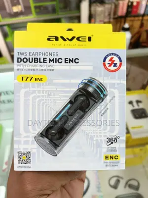Awei T77 ENC TWS Earphones Transparent-Styled Wireless Earbud Set.