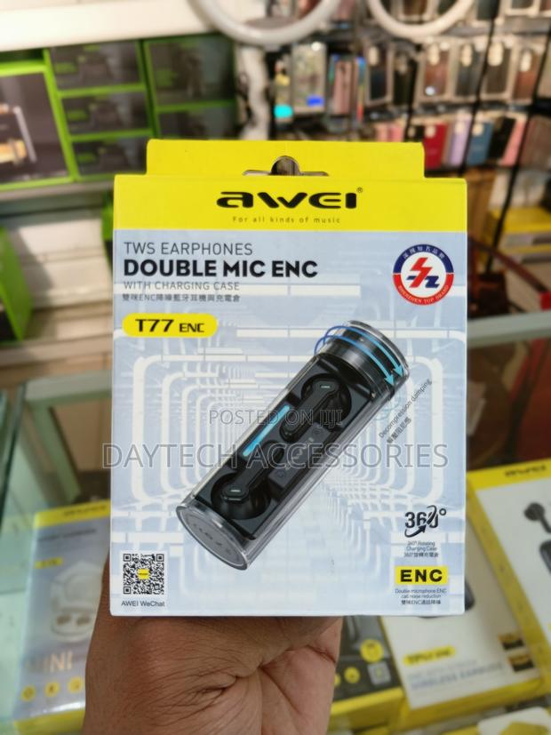 Awei T77 ENC Bluetooth Earphones in Black - thumbnail 2