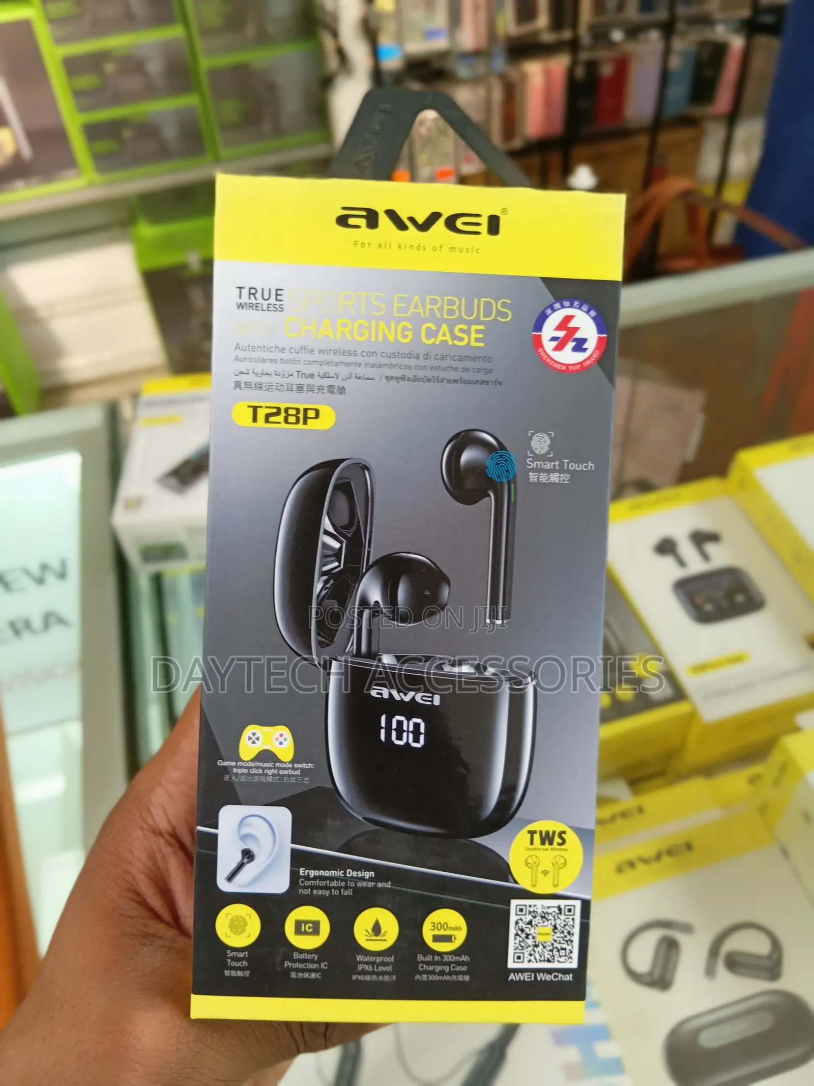 The Awei T28P True Wireless Sports Earbuds in Black