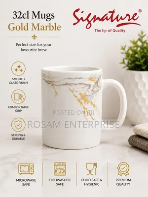 Set of 6pc Golden Marble Signature Cups