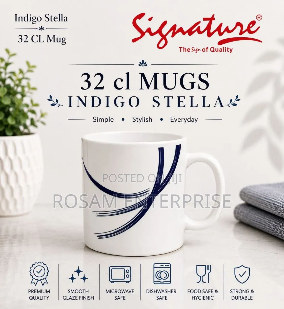 Set of 6pc Indigo Stella Signature Cups