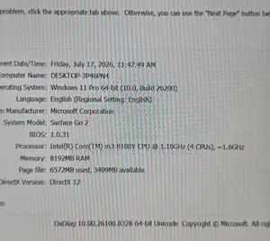Laptop Microsoft Surface Go 2 8GB Intel Core M3 SSD 128GB