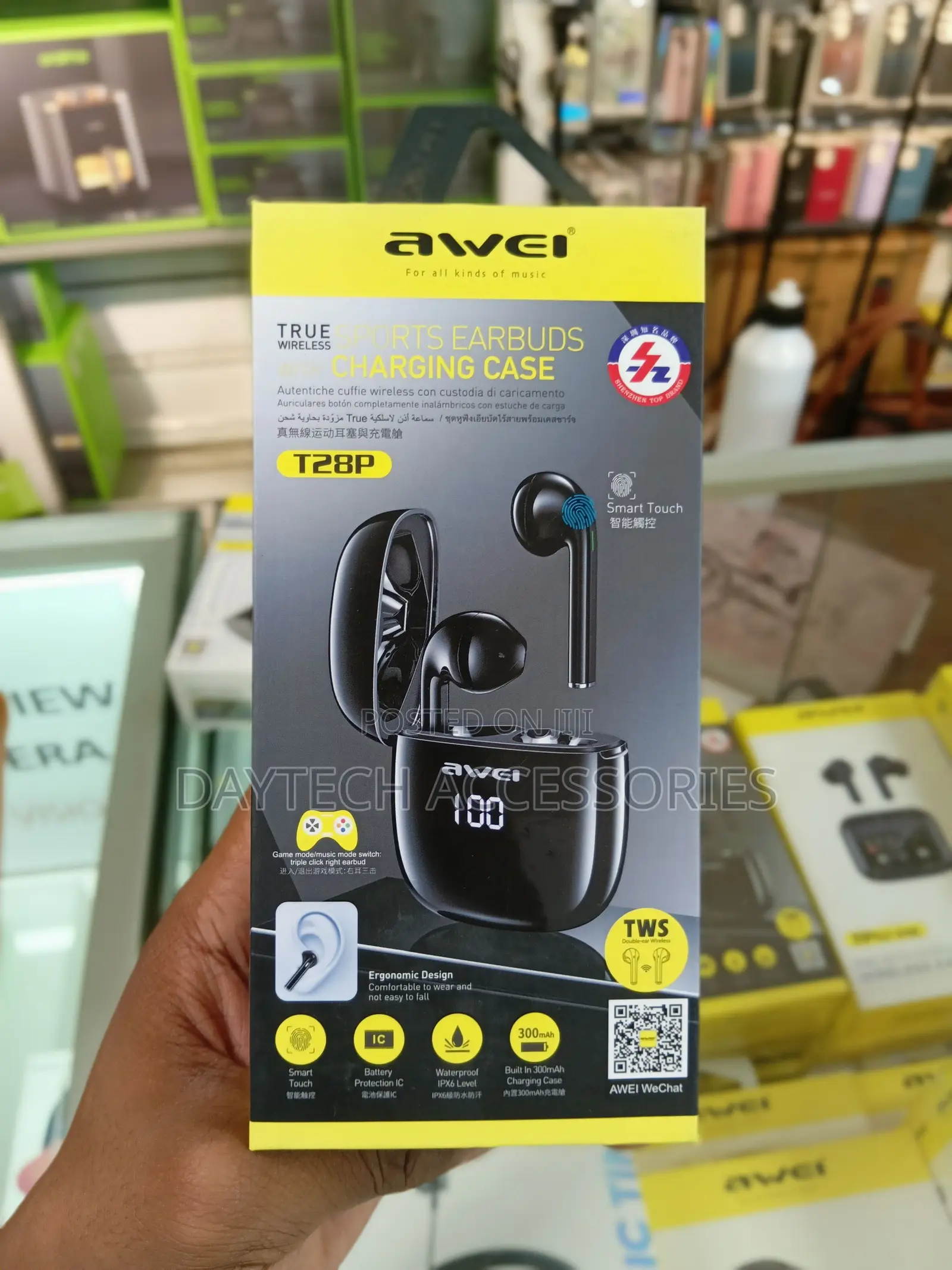 Awei T28P TWS True Wireless Sports Earbuds - With Charging Case 500mAh