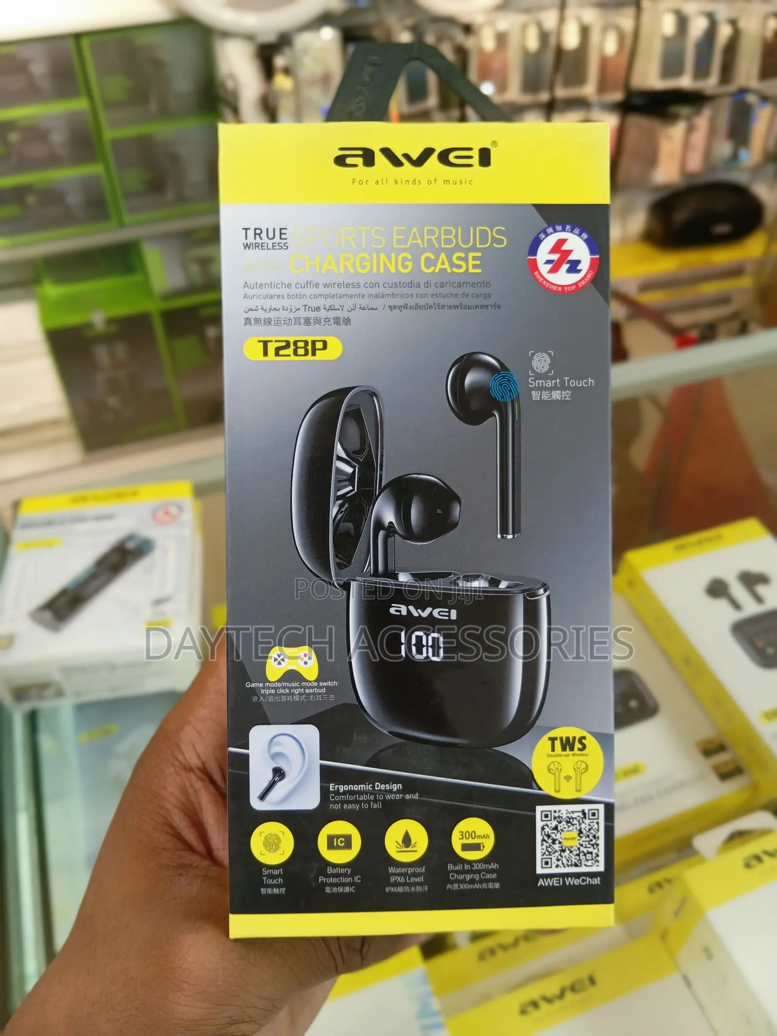 Awei T28P TWS True Wireless Sports Earbuds - With Charging Case 500mAh