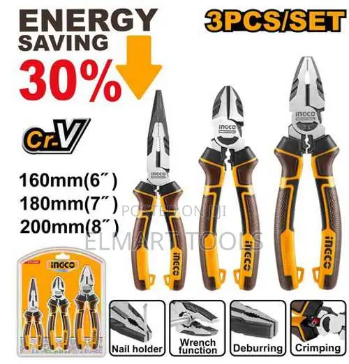 Ingco HKHLPS2831 3 PCS High Leverage Pliers Set