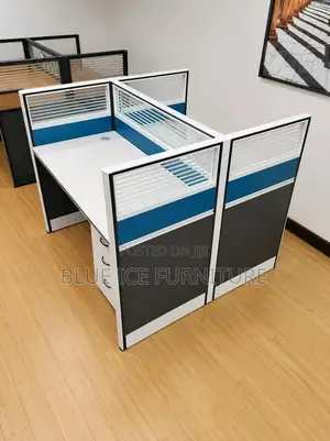 Modern Office Cubicle 2-Way Workstation Desk Set