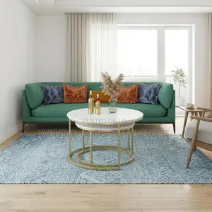 Coffee Table; Round Marble Dual Silvery Coffee Table