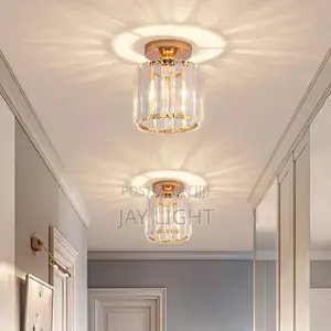 Corridor Lighting With Clear Crystal Metal Shade Simple Design Bedroom