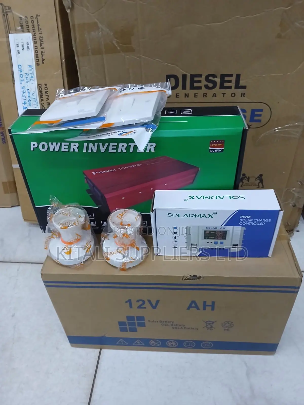 100ah Battery 1000w Inverter,20a Controller,10m Cable,switch Bulb Hold