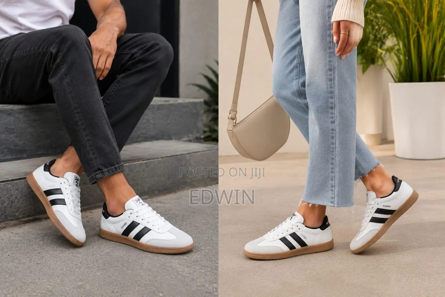 Unisex White Black Samba Style Casual Sneakers – Comfortable Fashion