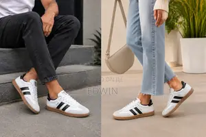 Unisex White Black Samba Style Casual Sneakers – Comfortable Fashion